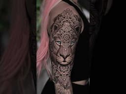 Massive Geometric-Lion Tattoo 🤯 #tattooartist #shorts