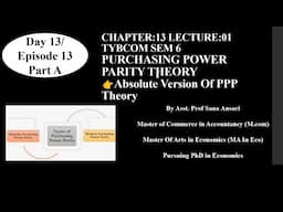 PPP THEORY|ABSOLUTE VERSION OF PURCHASING POWER PARITY THEORY|IMP QUESTION @ProfSanaAnsari