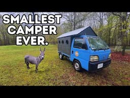 Camping in the smallest truck camper you’ve ever seen. ￼