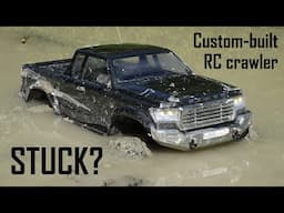 STUCK?  Deep mud versus custom-built Cross-RC EMO AT4V 1:10 scale RC crawler - Who wins?