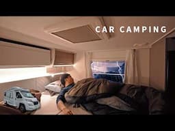 [Car camping in heavy rain] Scary. Strong thunderstorm. $140k motorhome
