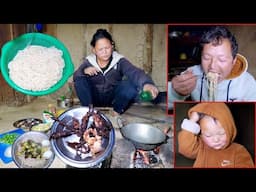 Rita cooks  buff noodles for her family || life in rural Nepal || @Ritarojan