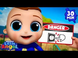 Learn Safety with Baby John and His Family! 🧸| Little Angel 😇 | 🔤 Subtitled Sing Along Songs
