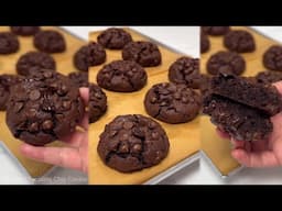DOUBLE CHOCOLATE CHIP COOKIE | NYC style Thick and No-Chill Cookie recipe