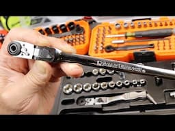 Needs a better case! Gearwrench 55-piece Socket & Bit set with Bent and Extra Long Ratchets.