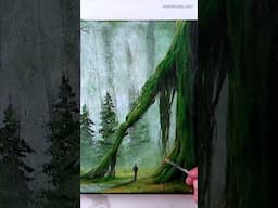 How to paint Giant Tree and a Men | Step by step acrylic painting techniques | Oval Brush #art