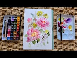 Relaxing Painting: Expressive Pink Watercolor Florals
