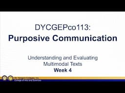 Purposive Communication Lesson 4 - Understanding Multimodal Texts