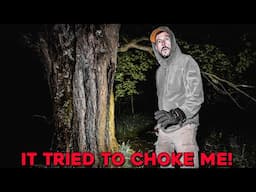 (IT TRIED TO CHOKE ME!) IT WAS A BAD IDEA CAMPING ALONE in the HAUNTED SKINWALKER FOREST