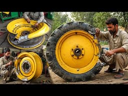 Amazing Process of Repairing Broken and Bent Harvest Machine Wheel Rim Rebuilding Process |