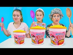 Big, Medium and Small Food Challenge by Ruby and Bonnie