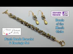 Pinch Bead Bracelet & Earrings Set | Adornable Elements Beads of the Month Clubs #adornableelements