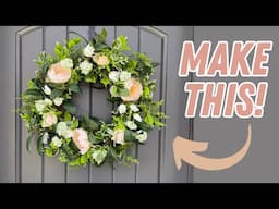 Easy DIY spring and summer wreath with high end faux florals