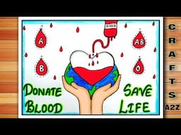 World Blood Donor Day Drawing | Blood Donation Day Drawing | Donate Blood Drawing | Crafts A2Z