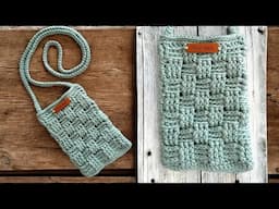 How to Crochet a Basketweave Cell Phone Bag | Easy Step-by-Step Tutorial