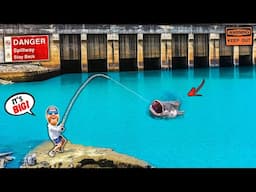 I Used My BIGGEST Rod to Catch These RIVER MONSTERS!! (BIG Spillway Fish)