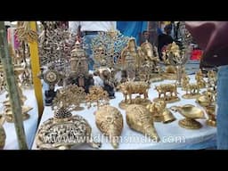 Brass-ware for sale: Made in India brass items: Conch shells, nandi bulls, Buddha & Shiva statues