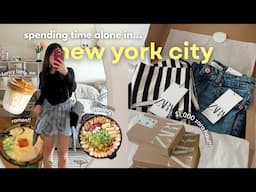 NYC Vlog | Rainy days alone in NYC, eating all of my cravings, huge spring summer 2025 zara haul!!
