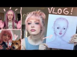 dyeing my hair pink + painting tour | week in my life vlog