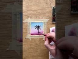 Watercolor palm tree for tiny painting 36! The variegated wash really makes this one special