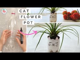 🌿 Eco-friendly DIY Cat Planter / Flower Pot Ideas ♻️ From Recycled Bottles 🐈