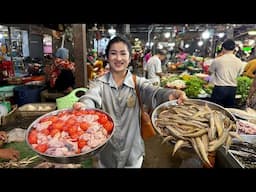 Market show : Yummy chicken ovary and long fish cooking - Cooking with Sreypov