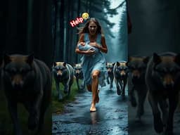 Cute Lamb Saved The Mother and Baby When Wolves Attacked🐺😯#wolfgirl #baby #shorts