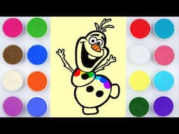Sand Painting, Drawing and Coloring Olaf Frozen | Snowmen Song for Kids and Toddlers