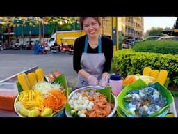 Only $2 Served by BEAUTIFUL LADY ! SUPER Spicy Seafood Salad | Cambodian Street Food