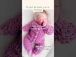 Te Encantara 💕Teje Bello Mameluco Fácil y Rápido! Nuevo Patrón de Ganchillo #crochetforbaby #shorts