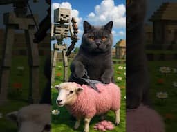 Cat Fufik found a RARE Pink Sheep in Minecraft #shorts