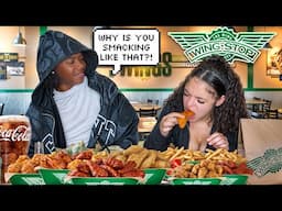 SMACKING TOO MUCH PRANK ON BOYFRIEND! *HILARIOUS😂* | WINGSTOP MUKBANG