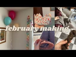 FEBRUARY MAKES | spring skirts, knitting wips, and party decorations!