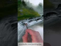 How to paint Misty Forest Waterfall #beginnerarttips #paintingtechniques #acrylicpainting