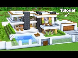 Minecraft: How to Build a Modern House Tutorial (Easy to Follow) #59 - Interior in Description!
