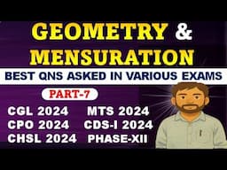 Geometry and Mensuration (Part-7) Best Questions Asked by SSC In 2024 || #SSCGL #SSCCHSL #CPO