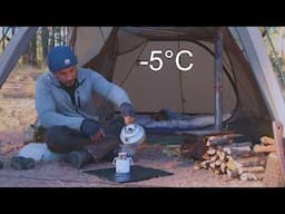 -5°C Hot Tent Camping . Korean Gimmari & Makgeolli . Wood Stove Relaxing ASMR