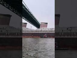 SS United States passing under the Walt Whitman Bridge in Philadelphia on its final voyage.