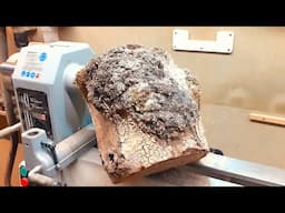 Woodturning - An Awkward burl on a Birch log ..