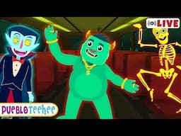 🔴LIVE: 💀Ruedas espeluznantes en el autobús🚌| Canciones de miedo para niños | Pueblo Teehee
