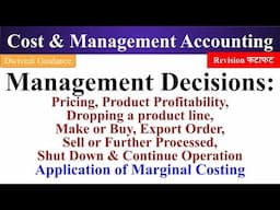 Management Decisions, Pricing, Product Profitability, Dropping a product line, make or buy shut down