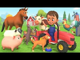 Baby Learn Farm Animals Name & Sounds with Wooden House Toys - Transport Truck Tractor Toys for Kids
