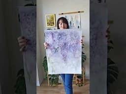 Watercolor Painting - Wisterias and a hummingbird