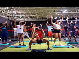 Beginners Step-aerobics workout with DUMBBELLS