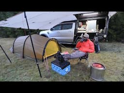 Car Camping In Rain STORM 4 Season Tent
