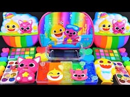 ASMR Pinkfong, Babyshark Slime mixing Glitter & Random things into slime #Satisfying #slimeasmrvideo