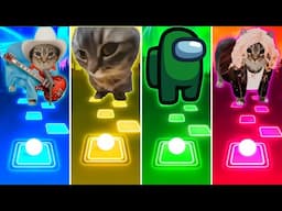 Oiiaoiia Cat Die With A Smile vs Chipi Chapa Cat vs Among Us Remix vs Oiiaoiia Cat APT - Tiles Hop