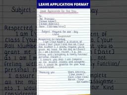 One day leave application for school | Leave Application, Application For Urgent Work #shorts