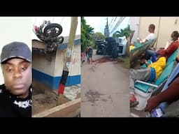 Truck drop on man hand, hospital condition, Biker on roofs