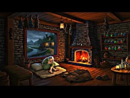 Medieval Night with Fireplace & Rain Sounds for Sleep